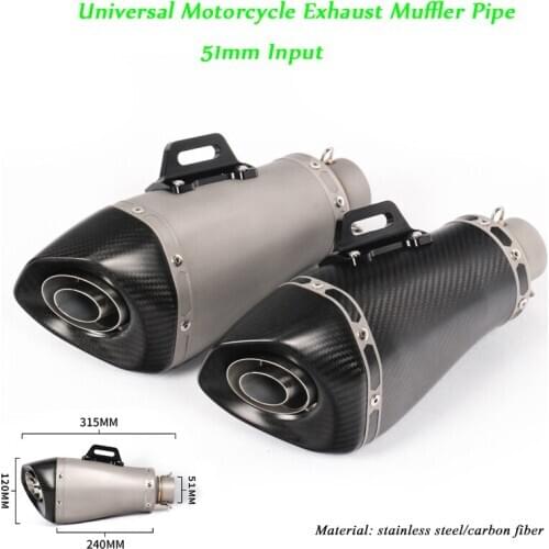 Modified Motorcycle Exhaust Muffler Tip Pipe With Removable DB Killer For 38-51mm Real Carbon Fiber Silencer System