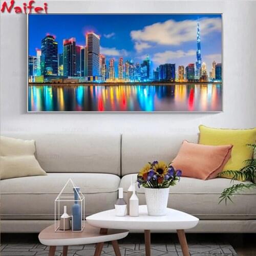 Cityscape 5D Diy Diamond Painting Dubai Landscape Wall Art Home Decoration Embroidery Cross Stitch Full Square Round Drill