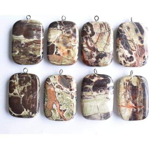 New jewelry hot selling Natural flower onyx rectangle shape pendants for jewelry making 8pcs/lot wholesale free shipping