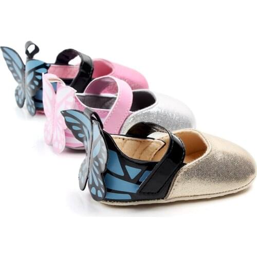 Newborn Baby Girls Shoes PU leather Buckle First Walkers White Blue First walkers Non-slip Shoes