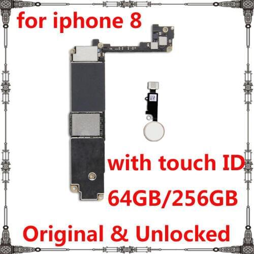 64GB 256GB Original Motherboard for iphone 8 High quality tested Factory Unlocked for iphone 8 mainboard with / without touch ID