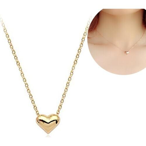 Simple Small Smooth Heart Necklace Fashion Jewelry Stainless Steel Polished Heart Charm TT@88