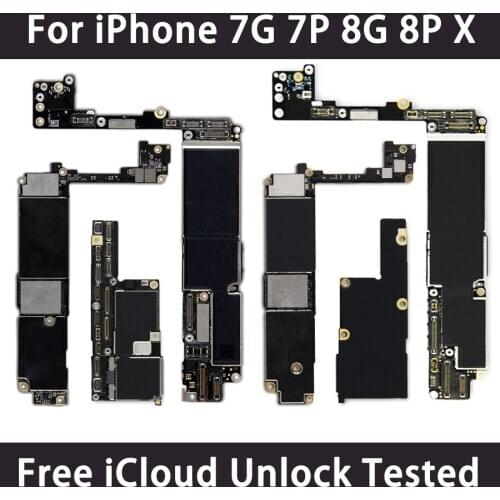 Unlocked Board For iPhone 7G 7P 8G 8 Plus X 32GB 64GB 128GB 256GB Original Motherboard Good Logic Board Free iCloud Plate