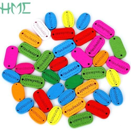 Multicolor Handmade Letter Carved Wooden Buttons Craft Random Mixed Painting Scrapbooking Decoration Buttons Sewing DIY ,50pcs