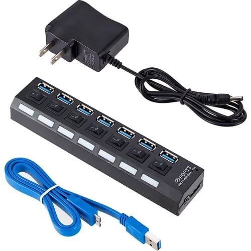 5Gbps USB 3.0 HUB High Speed Multi USB Splitter 7 Ports PC Computer Expander for Household Computer Safety Parts