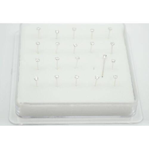 925 Sterling silver Nose Ring Ear Stud Crystal Clear CZ 2mm Gem Straight Korean Earrings Nose piercing jewelry