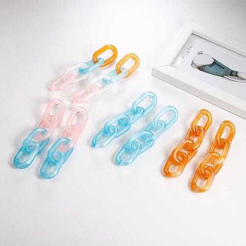 Statement Clear Acrylic Links Long Earrings For Women Geometric Resin Chain Drop Earrings Fashion Women Party Jewelry Brincos