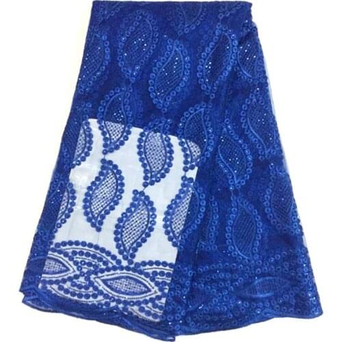 Blue african fabric african lace fabric 2019 high quality lace latest tulle beaded tissu french nigerian lace fabrics