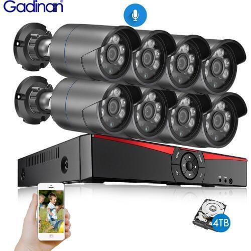 Gadinan H.265 8 Channel 3MP POE System Kit Audio Bullet IP Security Camera IR Outdoor Waterproof CCTV Video Surveillance NVR Set