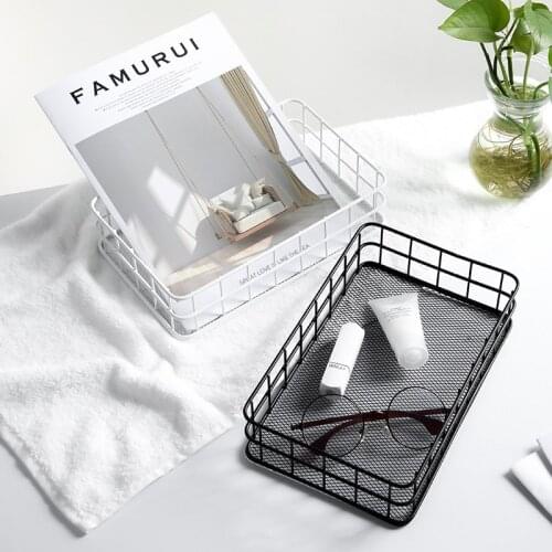 Nordic Metal Storage Basket Makeup Brushes Holder Table Cosmetics Organizer Office Desktop Sundries Finishing Storage Basket New