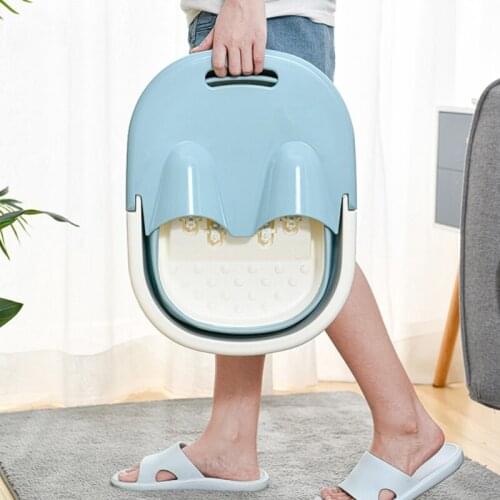 Folding Foot Bathtub Portable Bath Barrel Wash Tub Massage Bucket Travel Feet Basin Home
