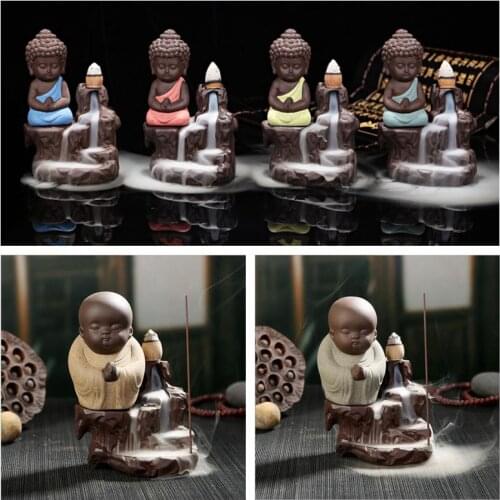 The Little Monk Censer Backflow Stick Incense Cones Burner Mini Craft Creative Home Decor Buddhist Small Buddha Burner