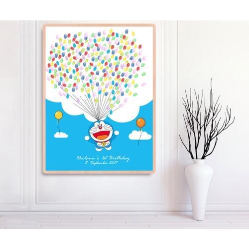 Baby Shower Baptism Fingerprint tree Signature Painting Guest Book Birthday Doraemon Holy First Communion Baby Room painting
