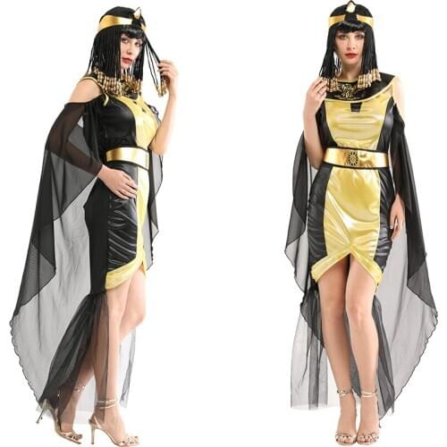 Halloween Party Carnival Costumes Ancient Egypt Egyptian Pharaoh Empress Cleopatra Queen Costume Cosplay Clothing for Women