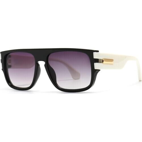 Veshion Black Retro Sunglasses Female Uv400 Gradient Lens White Square Sun Glasses for Men Gifts for Christmas 2021 Flat Top