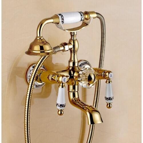 Vidric brass gold wall mounted bathroom bathtub faucet exposed B&S faucet set