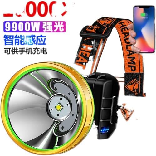 Bright LED headlamp glare charging power sensing head mounted night fishing lamp xenon flashlights