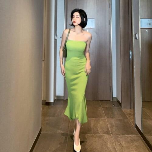 2020 Womens Elegant Bandage High-end Women Dress Spring Strapless Mermaid Dress Vintage Sexy Party Knitting Dresses Vestidos