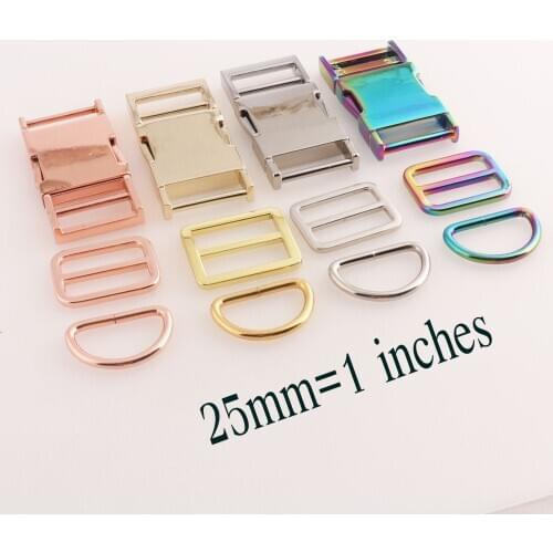 1 INCH Rainbow/Rose Gold Release BUCKLE D Rings Buckles,Bag Turn Lock Backpack Buckle Craft Clasp Seat Belt Suitcases Buckle