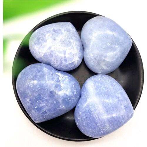 1pc Natural Blue Celestite Heart Shaped Hand Made Quartz Crystal Gemstones Chakra Stone Reiki Healing Home Decoration