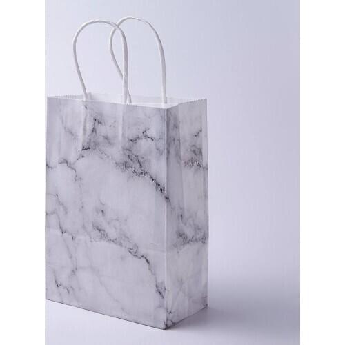 10Pcs Marble Texture Pattern Kraft Paper Bag Paper Clothes Package Shopping Bags Birthday Festival Christmas Party Gift Bag
