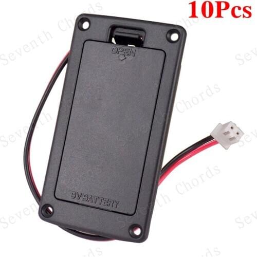 10Pcs Flat mount Active Bass Guitar Pickup 9V Battery Box/Holder/Case/Compartment Cover With Metal ontact & 2 Pin Plug & Cable