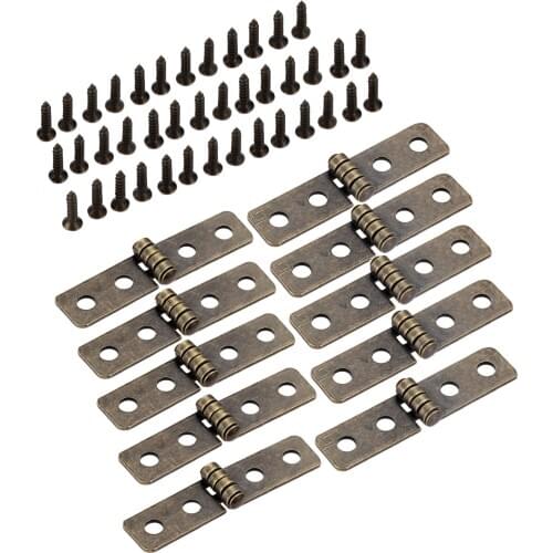 10Pcs Zinc Alloy Cabinet Door Luggage Rectangle Hinges 4 Holes Furniture Decorative Hinge 58*13mm Jewelry Wooden Box Small Hinge