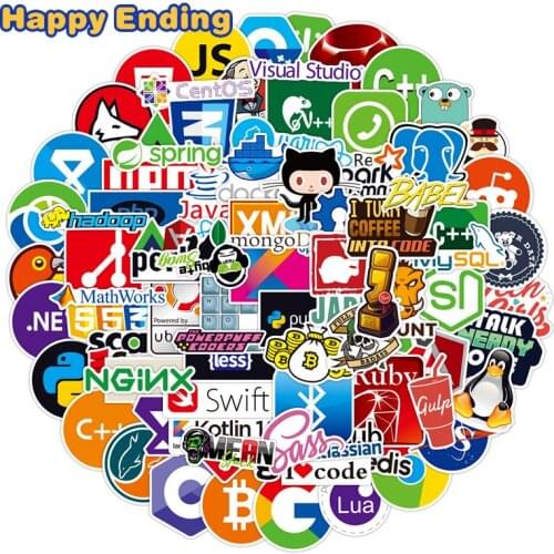 100 Pcs/Set New Programming Stickers Toys For c++ Java BTC Laptop Refrigerator Motorcycle Skateboard Scrapbook Gift Box Sticker