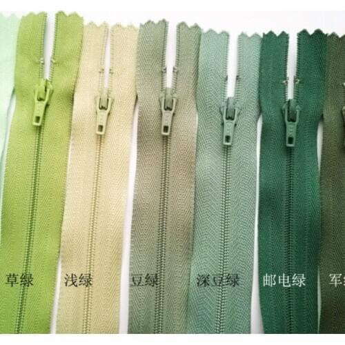 100 Pcs/lot Most Free Shipping YKK Nylon Zipper Green Close End Inner Weaving Zippers for Pants Sewing Accessories Wholesale