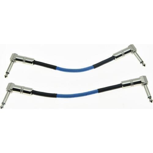 2pcs Blue Right Angle 20cm Mono Guitar Effect Pedal Cable Effects Patch Cord