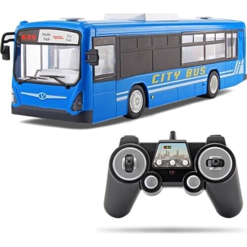 Big RC Car 6 Channel 2.4G Remote Control Bus City Express High Speed One Key Start Function Bus with Realistic sound and Light