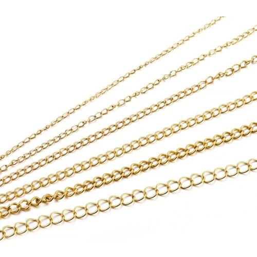 2-5m/lot 1.2-4.0mm Gold Stainless Steel Necklaces Chains Jewellery Chains Bulk For DIY Jewelry Making Findings Accessories
