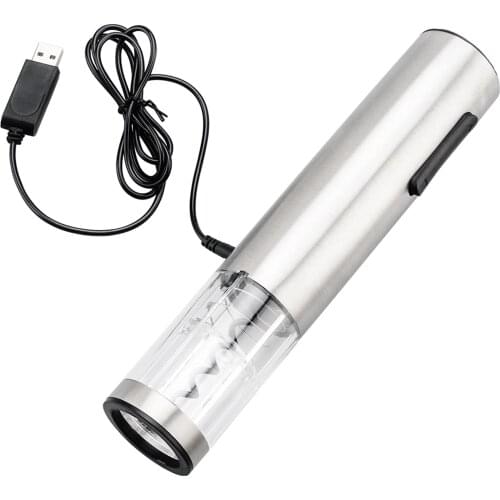 Electric Corkscrew Bottle Opener Rechargeable Silver Household Tool USB Charging Cable Portable Wine Kitchen Accessory