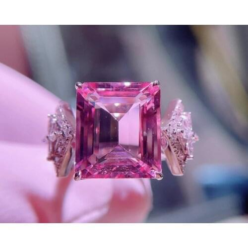 H317 Morganite Ring 8.85ct Fine Jewelry 18K Gold 100% Natural Pink Beryl Heliodor Morganite Jewellery for women Fine Ring