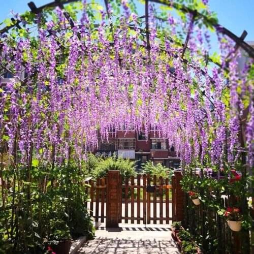 12pcs/lot Artificial Silk Wisteria Trailing Viola Flower Vine Wall Hanging Rattan Garland Gallery Home Garden Arch Wedding Decor