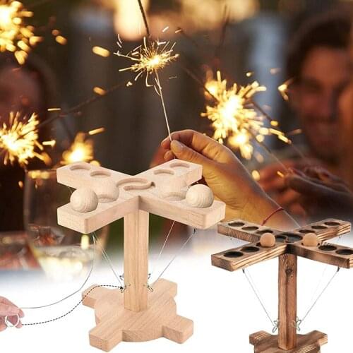 Hook Ring Toss Game Handmade Wooden Ball Throwing Fast-paced Battle Game Detachable Hook and Ring Desktop Play for Bar SCVD889