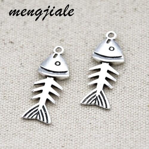 15pcs Hot Sell Alloy Fish Bone Charms For Necklace Bracelet DIY Jewelry Making Accessories Findings