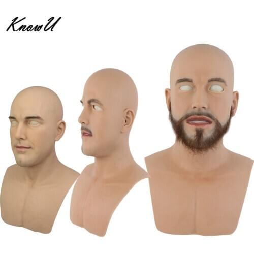 KnowU Crossdress Realistic Silicone Male Mask Cosplay Middle-aged Man Face Real Skin Texture Cosplay FTM
