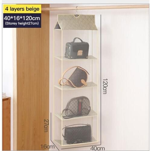 Multi Layers Transparent Hanging Handbag for Wardrobe Closet Dust-proof Storage Case Wallet Big Tote Bag Clothes Organizer