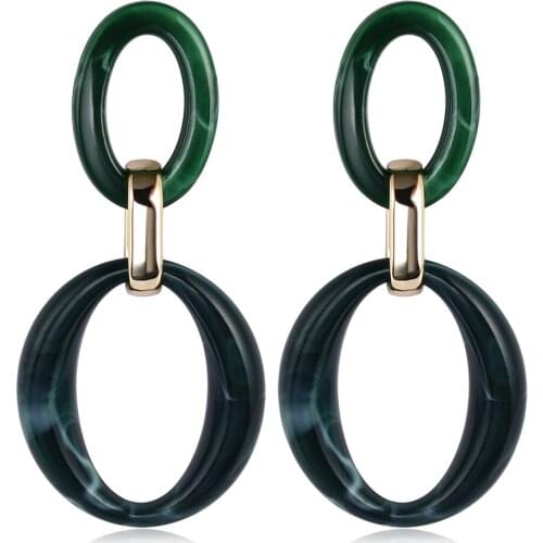 2021 Fashion Glamour Jewelry Retro Double Ring Multicolor Alloy Resin Ladies Earrings Beautiful Bride Wedding Earrings