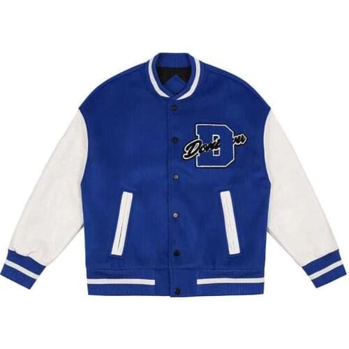2021 retro hip-hop college jacket men and women furry star letter embroidery color block Harajuku school team jacket female