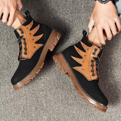 Winter Warm Fur Plush Safety Shoes Boots for Men Outdoor Casual Snow Warm Fur Work Indestructible Boots Steel Toe Mens Footwear