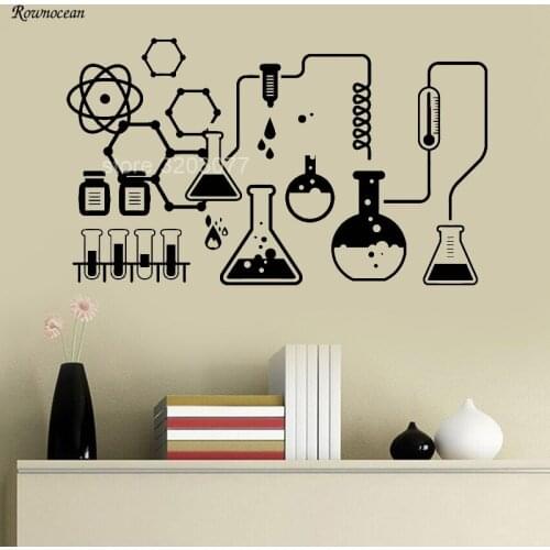 Science Chemical Lab Vinyl Wall Stickers Kids Scientist Chemistry School Sticker Removable Wall Decals Home Decor Reading Room