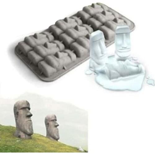 Moai Stone Statues Ice Cube Tray Ice Cream Makers DIY Mould Pudding Jelly Mold Silicone Bar Party Drink SQ227