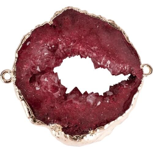 1PCS Natural Druzy Quartz Geode Pendants Stones Irregular Slice Necklace Pendant Crystal Pendant Women Jewelry