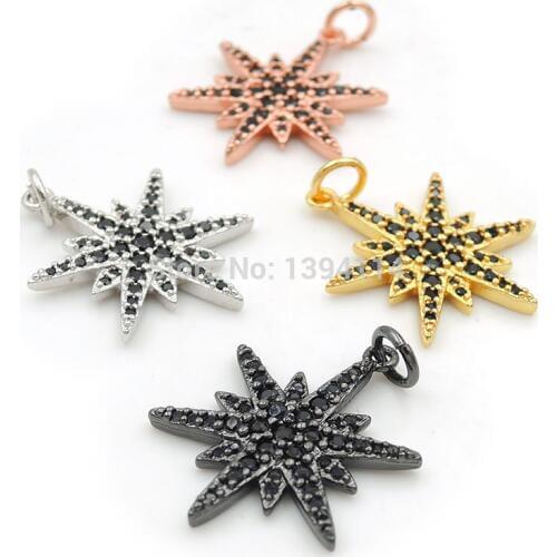 21*16*2mm Micro Pave Black CZ Star Charms Fit For Making DIY Bracelets Or Necklaces Jewelry