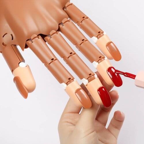 Hand Practice Manicure Model Nail Training Hand Nail Art Equipment Bendable Finger With 100Pcs Nail Tips
