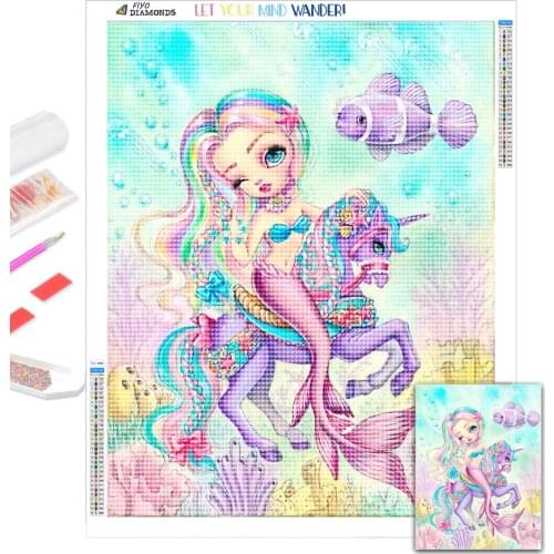 5D DIY Diamond Painting Full Sea Beauties Portrait Diamond Mosaic Stitch Interior Paintings Art Picture Handicraft Home Decor