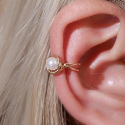 Pearl Clip Earrings For Women Knot Earing Without Hole Jewelry Gold Silver Color Fake Earrings Single Ear Clip Earings A216