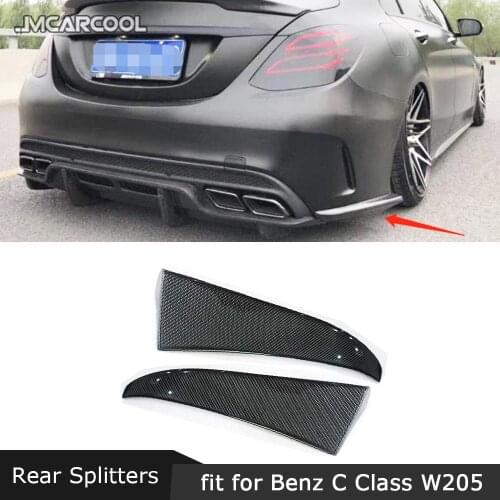 Carbon Fiber Rear Bumper Side Canards Splitters Accessorise for Mercedes Benz C Class W205 C63 AMG C180 C200 C260 15-17